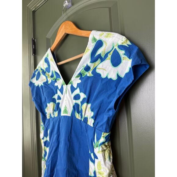 NWT Anna Cate Ava Mini Bubble Hem Resort Floral Cotton Dress Indigo Blue XS - Picture 2 of 5